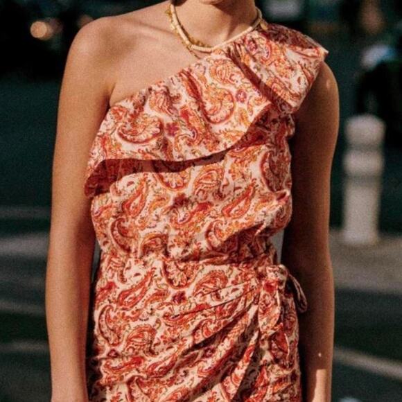 Sezane Tops - Sezane Adeline Ruffle One Shoulder Blouse Paisley Rivera